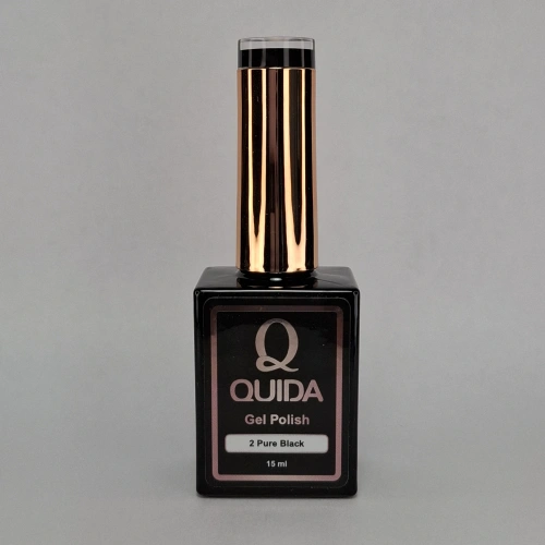 Quida Gelpolish 002 Pure Black – Intens zwarte gelpolish met hoogglansfinish