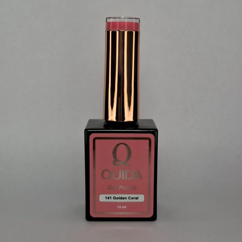 Quida Gelpolish 141 Golden Coral – Koraalroze gelpolish met gouden warmte